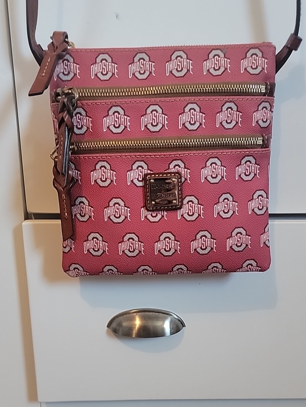 Dooney & Bourke Pink Ohio State University Triple Zip Crossbody - Picture 3 of 15